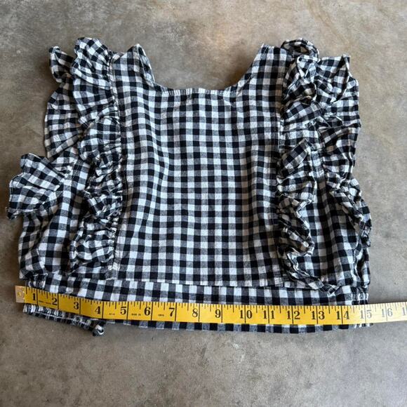 Black & white gingham crop top with ruffle sleeves - Size medium - Picture 6 of 7